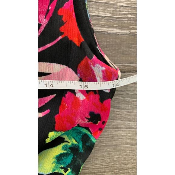 Tahari Arthur S. Levine Womens Dress Tie-Waist Vibrant Floral Size 4 V Neck - Picture 14 of 14